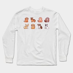 Cute Dogs Pixel Art Design Long Sleeve T-Shirt